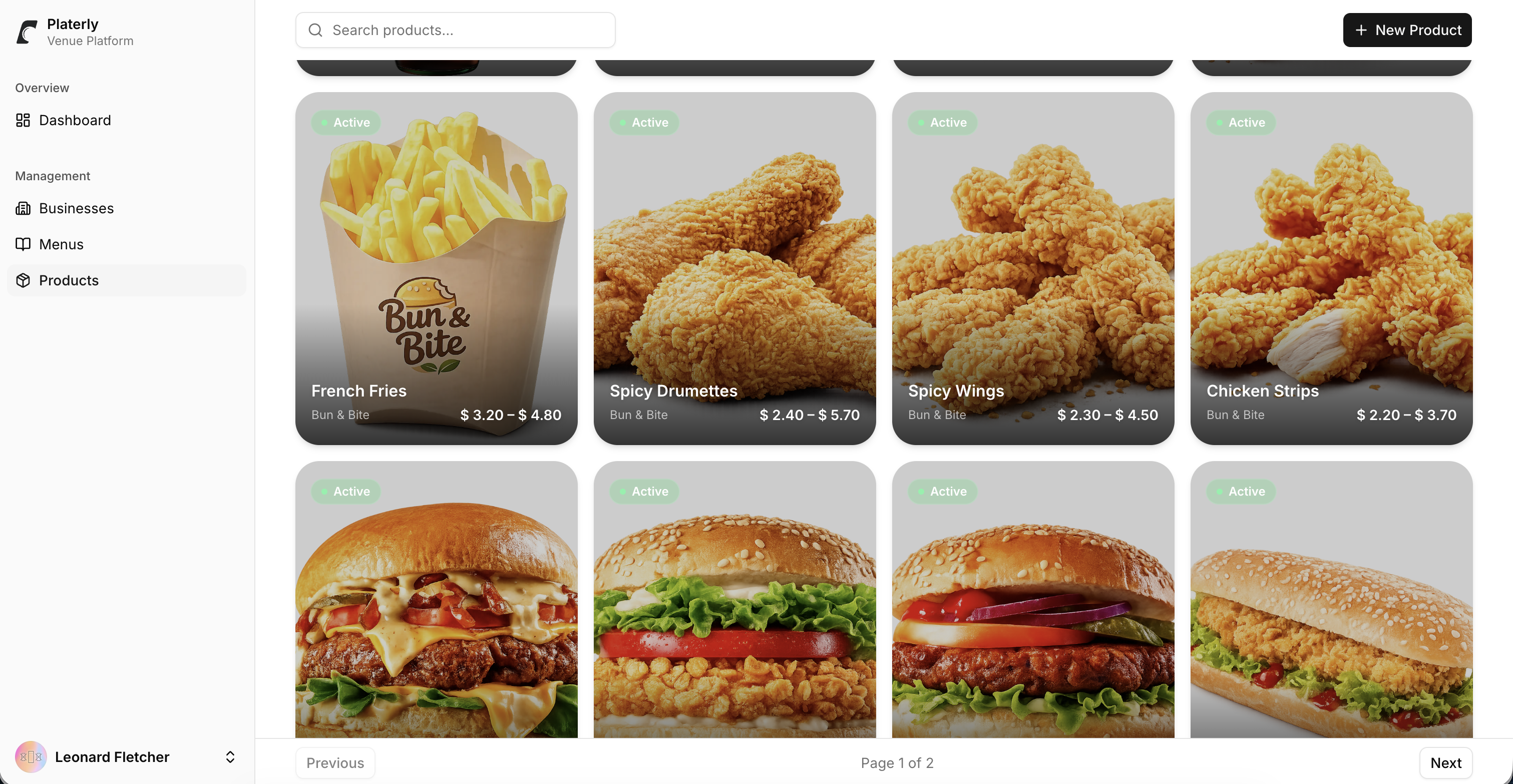 Admin dashboard