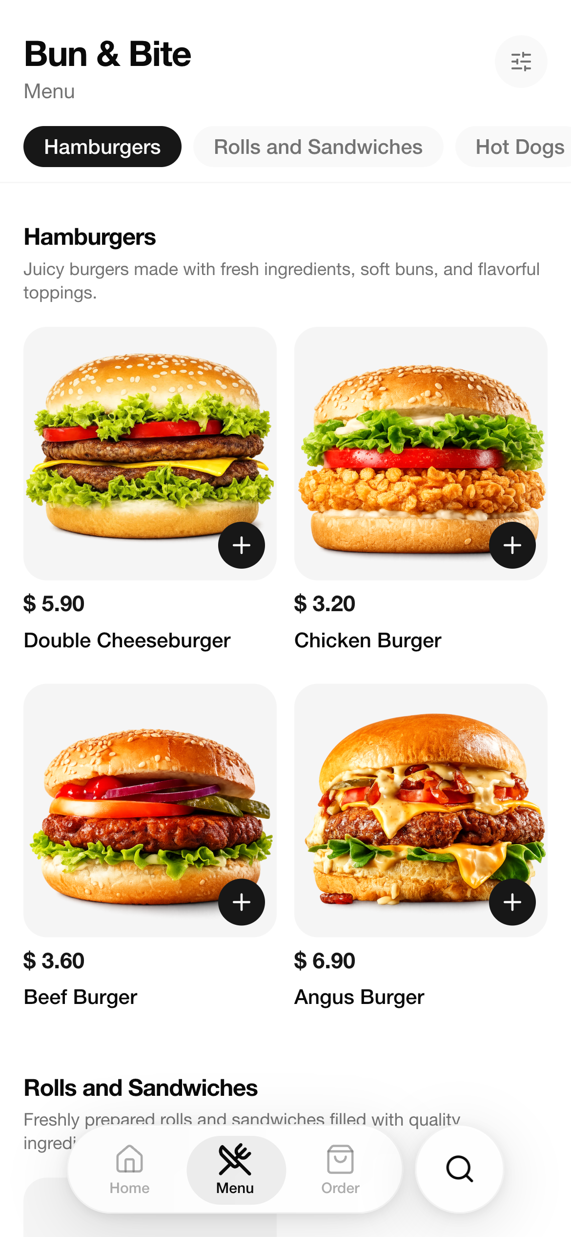 Mobile menu view